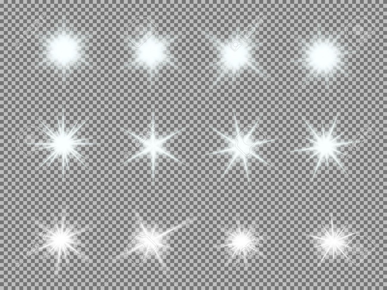 透明な背景の上で輝き輝く光バーストのベクトルを設定します 透明なグラデーション星 ライトニング フレアです 魔法 明るい 自然な効果 デザインとビジネスのための抽象的なテクスチャです のイラスト素材 ベクタ Image