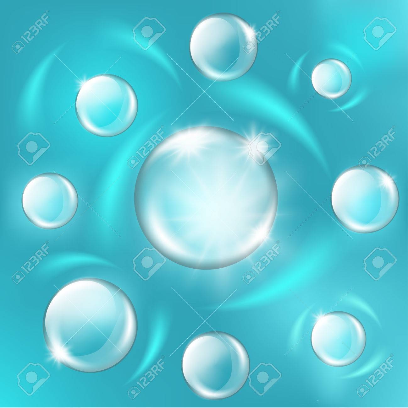 透明なガラス球の睨むセットとハイライトします 光沢のある光沢のあるパール コラーゲンと血清は背景コンセプトの化粧品 です グラデーションとデザインとビジネスのための効果のベクトル図のイラスト素材 ベクタ Image