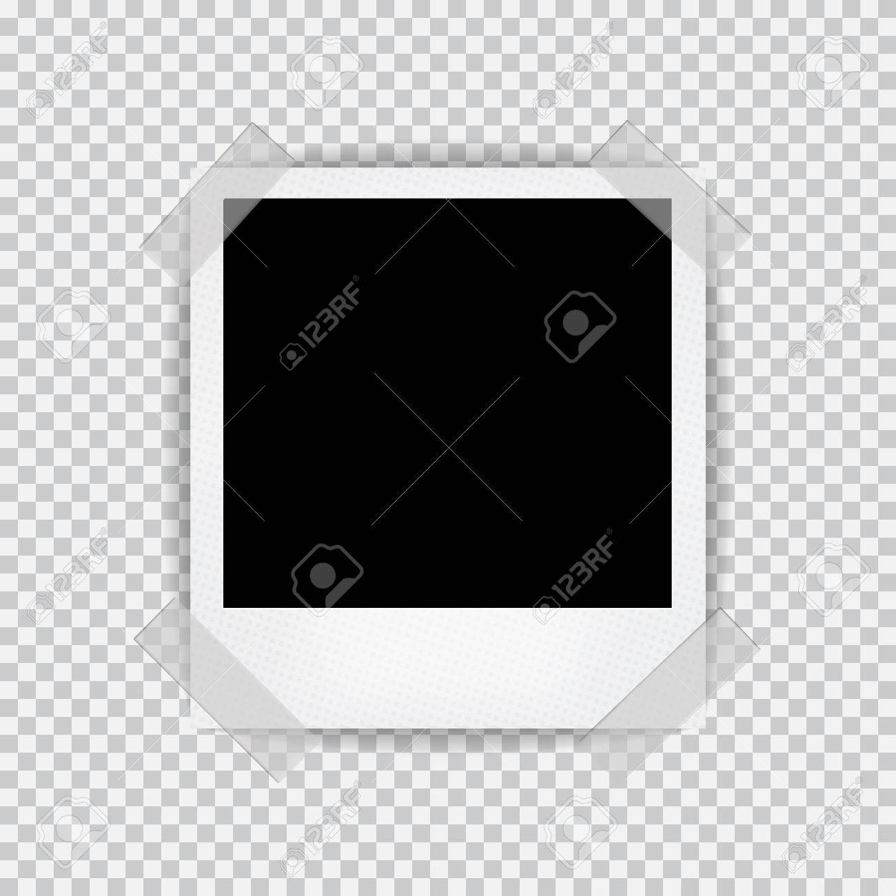 古い空の透明な影や白背景に黒チェック柄のテープで現実的なフォト フレーム 家族のアルバムに写真のボーダー デザインとビジネスのための図 のイラスト素材 ベクタ Image