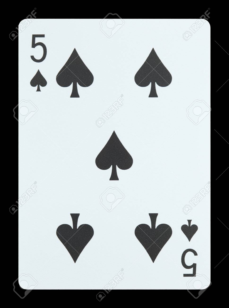 トランプのスペードの 5 の写真素材 画像素材 Image