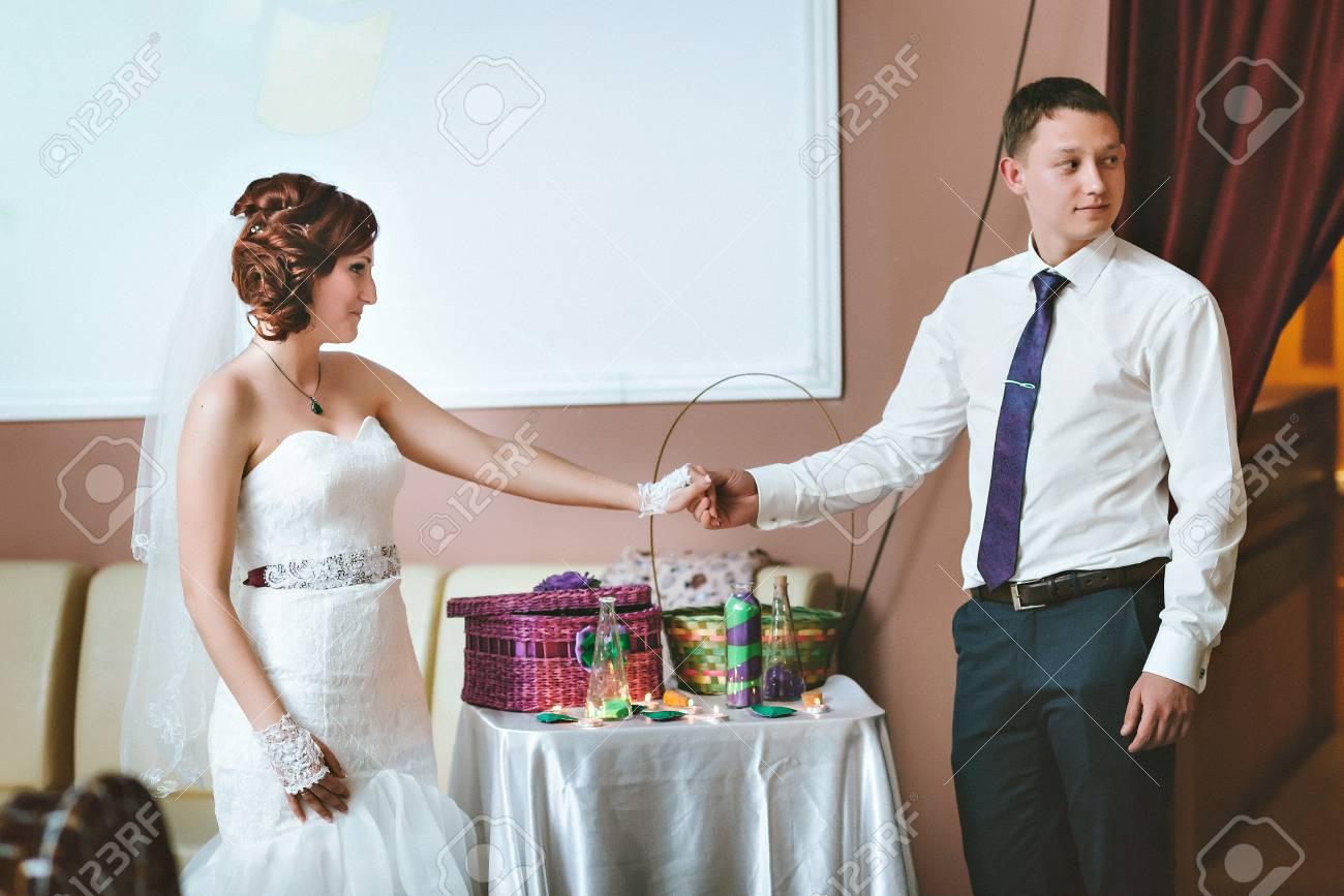 Newlyweds During Sand Ceremony At A Wedding Stock Photo Picture And Royalty Free Image Image 55536927