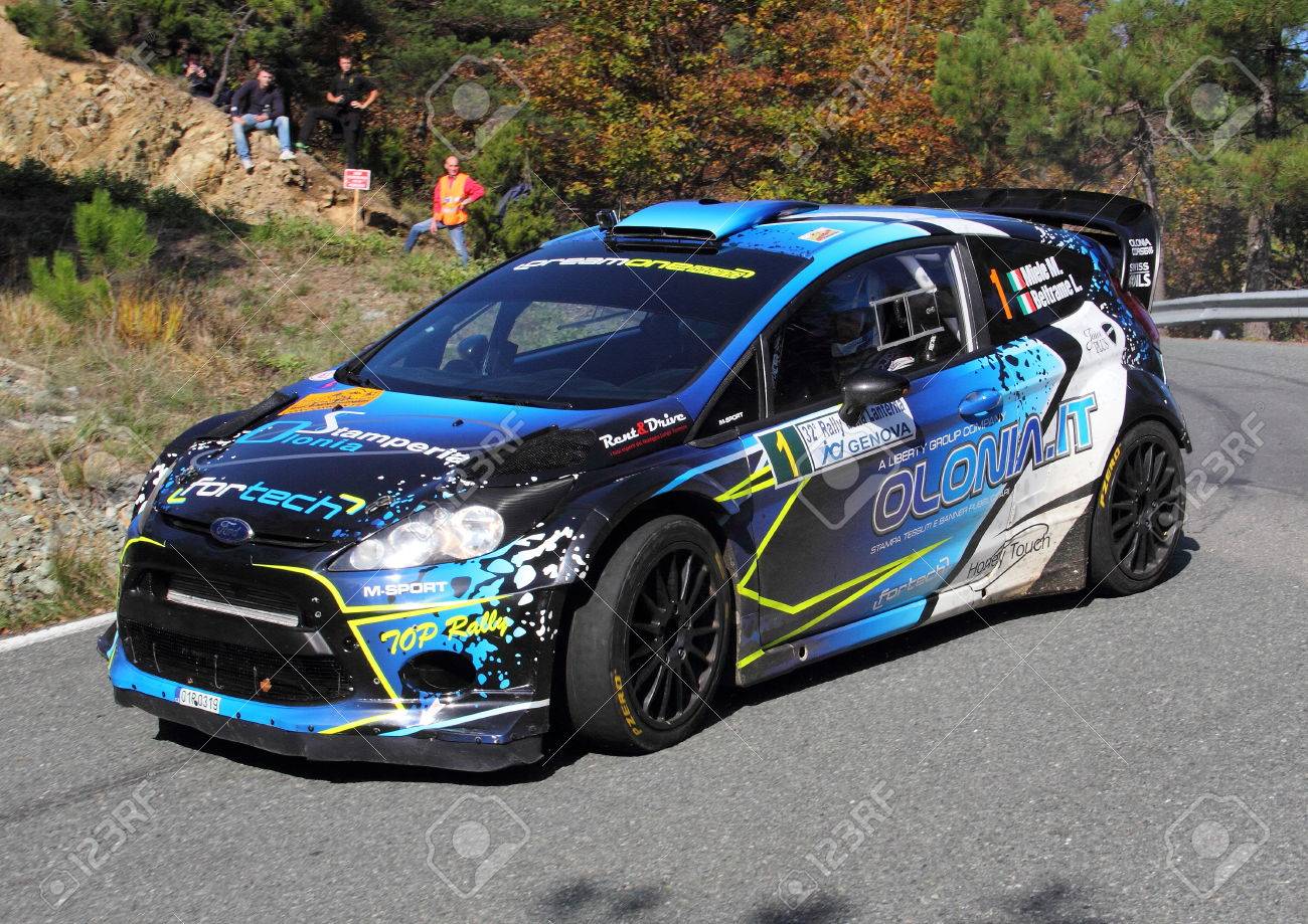 Ford Fiesta Wrc In Competition During The Rally Of Lantena In Genoa Stock Photo Picture And Royalty Free Image Image