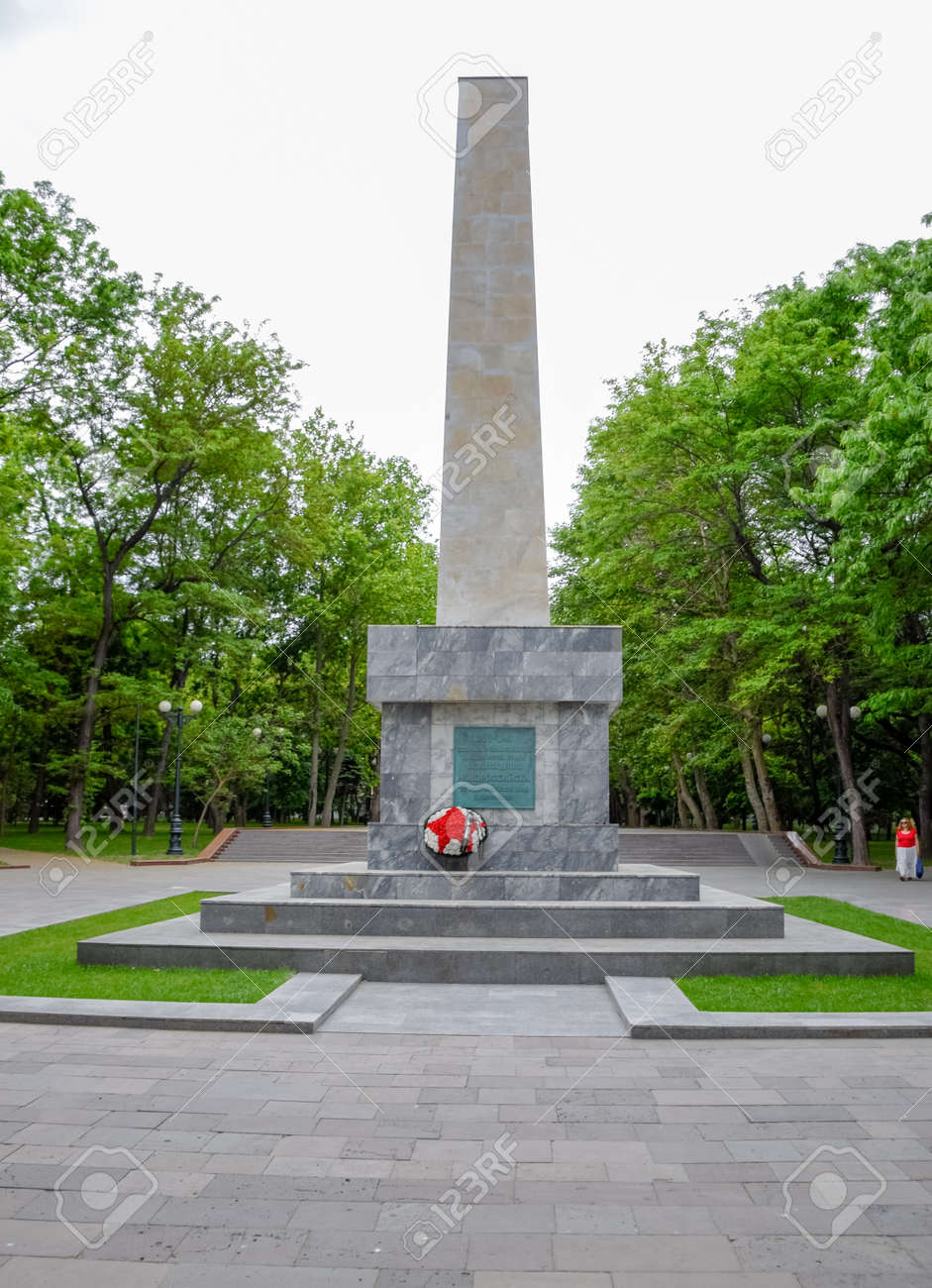 Novorossiysk, Russia - May 20, 2018: The monument, built in honor of the twentieth anniversary of the liberation of Novorossiysk from the White Guard gangs and interventionists. - 133521948 Novorossiysk, Russia - May 20, 2018: The monument, built in honor of the twentieth anniversary of the liberation of Novorossiysk from the White Guard gangs and interventionists. - 133521948