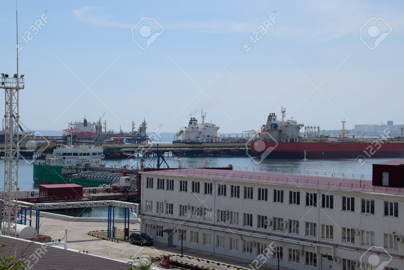 Novorossiysk, Russia - May 20, 2018: Industrial seaport of the city of Novorossiysk, industrial zone. - 133521974 Novorossiysk, Russia - May 20, 2018: Industrial seaport of the city of Novorossiysk, industrial zone. - 133521974