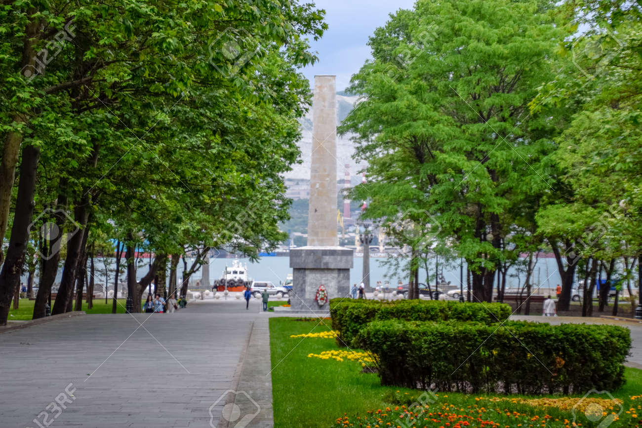 Novorossiysk, Russia - May 20, 2018: The monument, built in honor of the twentieth anniversary of the liberation of Novorossiysk from the White Guard gangs and interventionists. - 133522222 Novorossiysk, Russia - May 20, 2018: The monument, built in honor of the twentieth anniversary of the liberation of Novorossiysk from the White Guard gangs and interventionists. - 133522222
