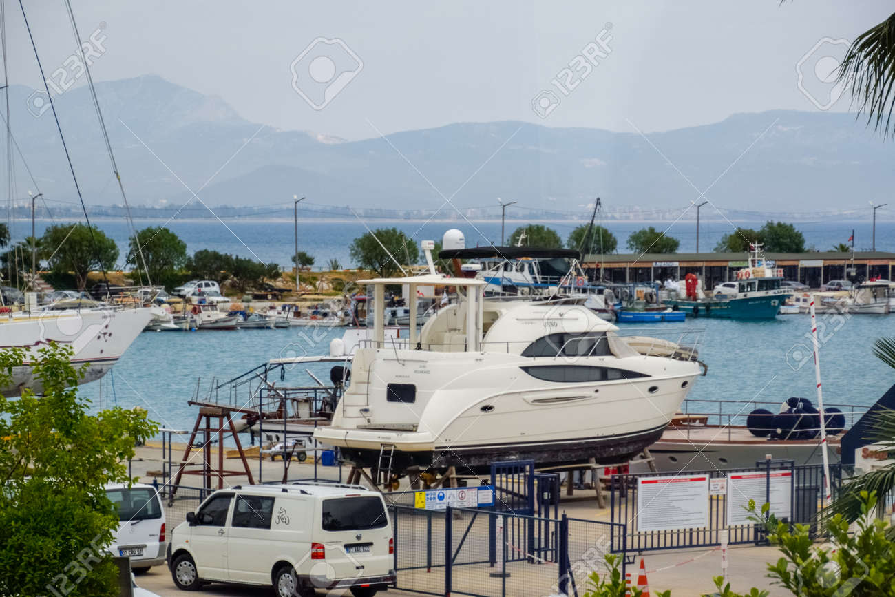 Demre, Turkey - May 21, 2019: bay with parking for yachts and boats. - 133522589 Demre, Turkey - May 21, 2019: bay with parking for yachts and boats. - 133522589