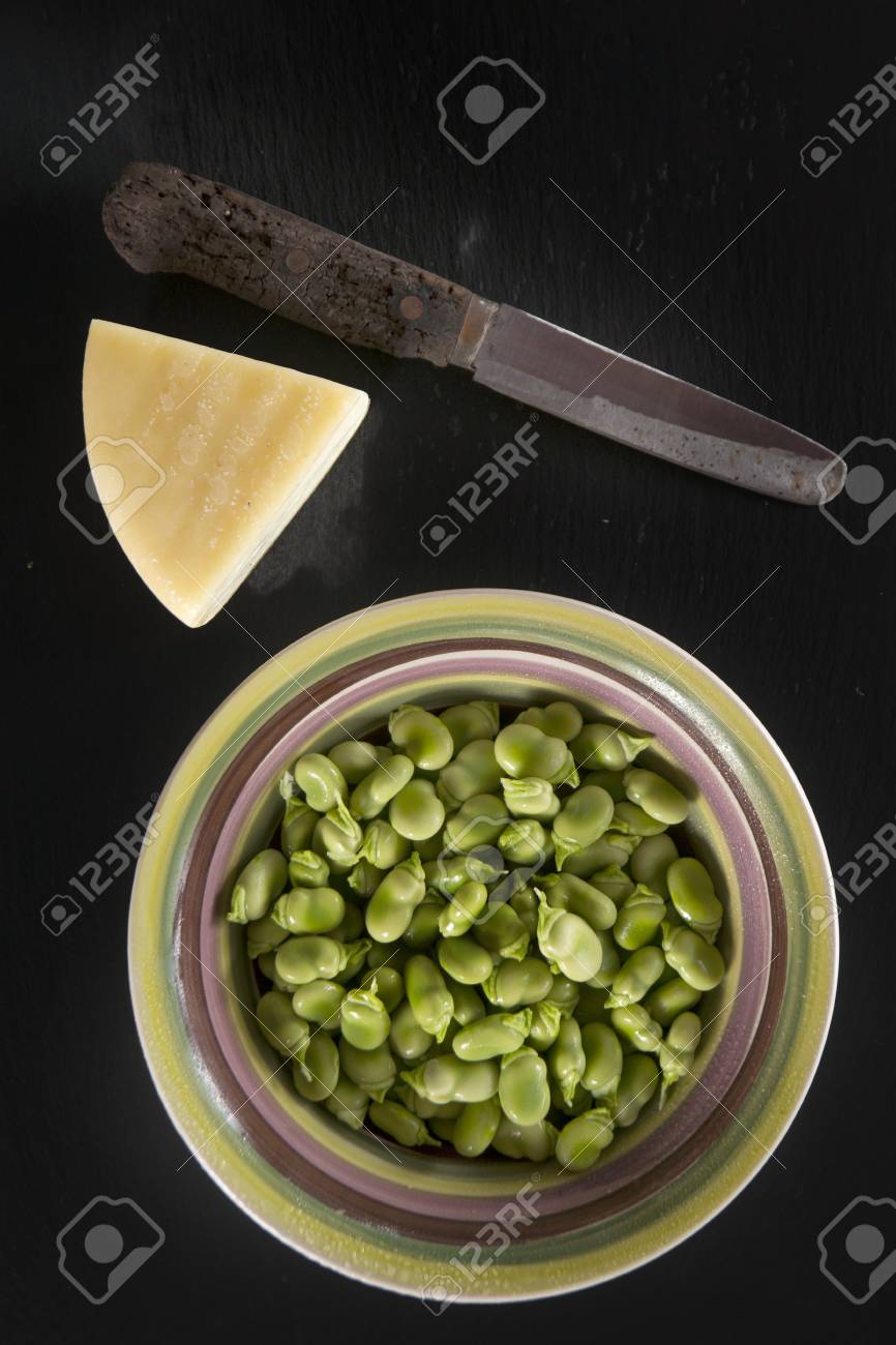presentation of a second plate of pods and cheese on slate stone slate presentation