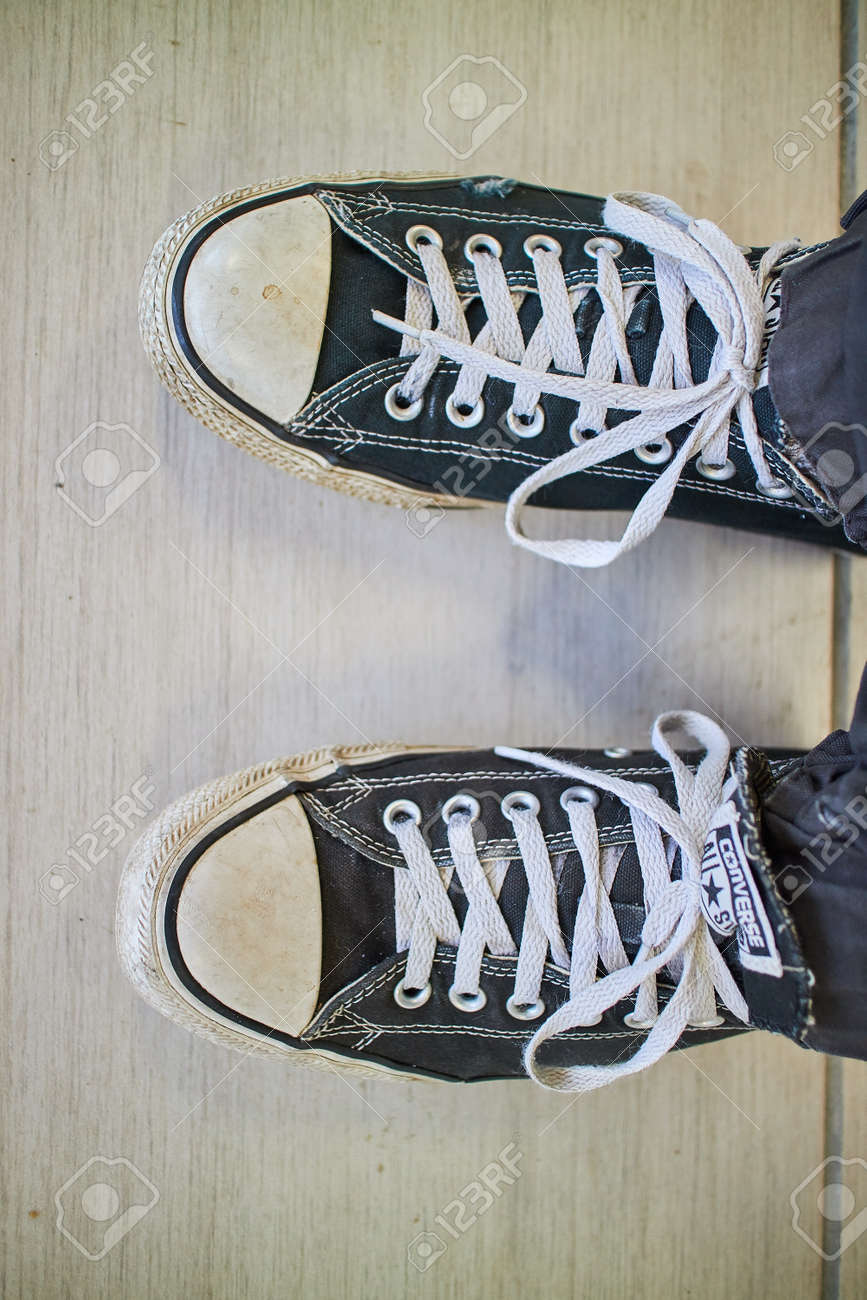 dirty high top converse