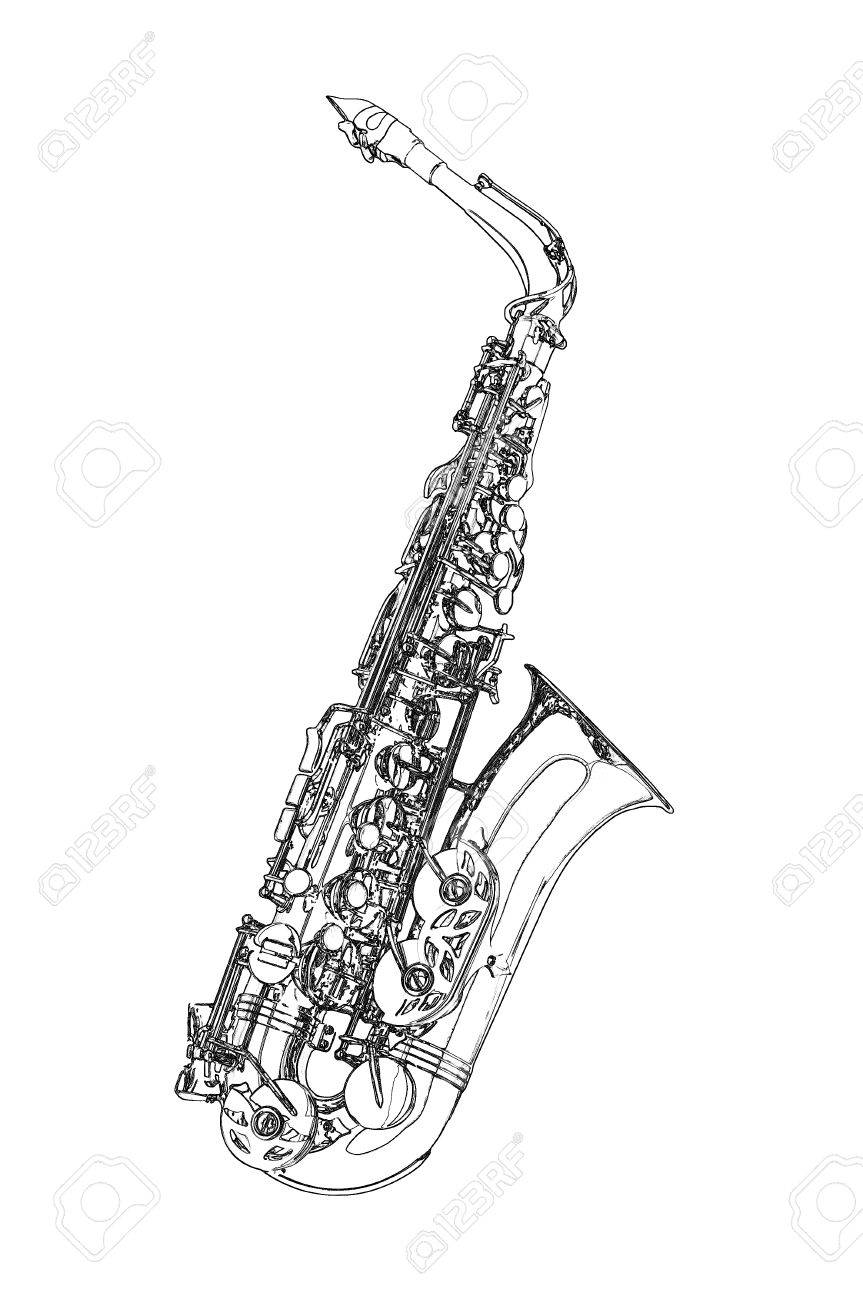 Saxophone Alto Saxophone Classical Instrument Sketch Stock Photo Picture And Royalty Free Image Image