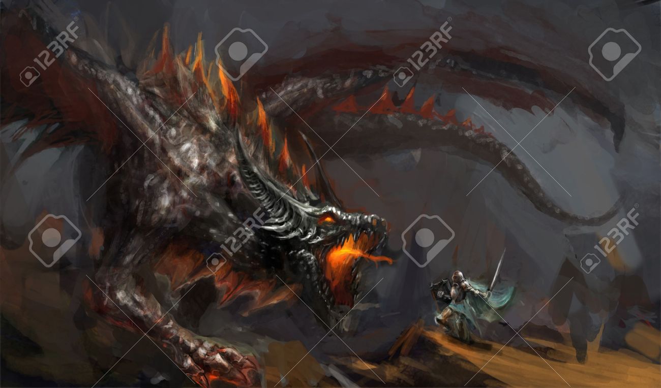 fantasy scene knight fighting dragon - 13913676 fantasy scene knight fighting dragon - 13913676