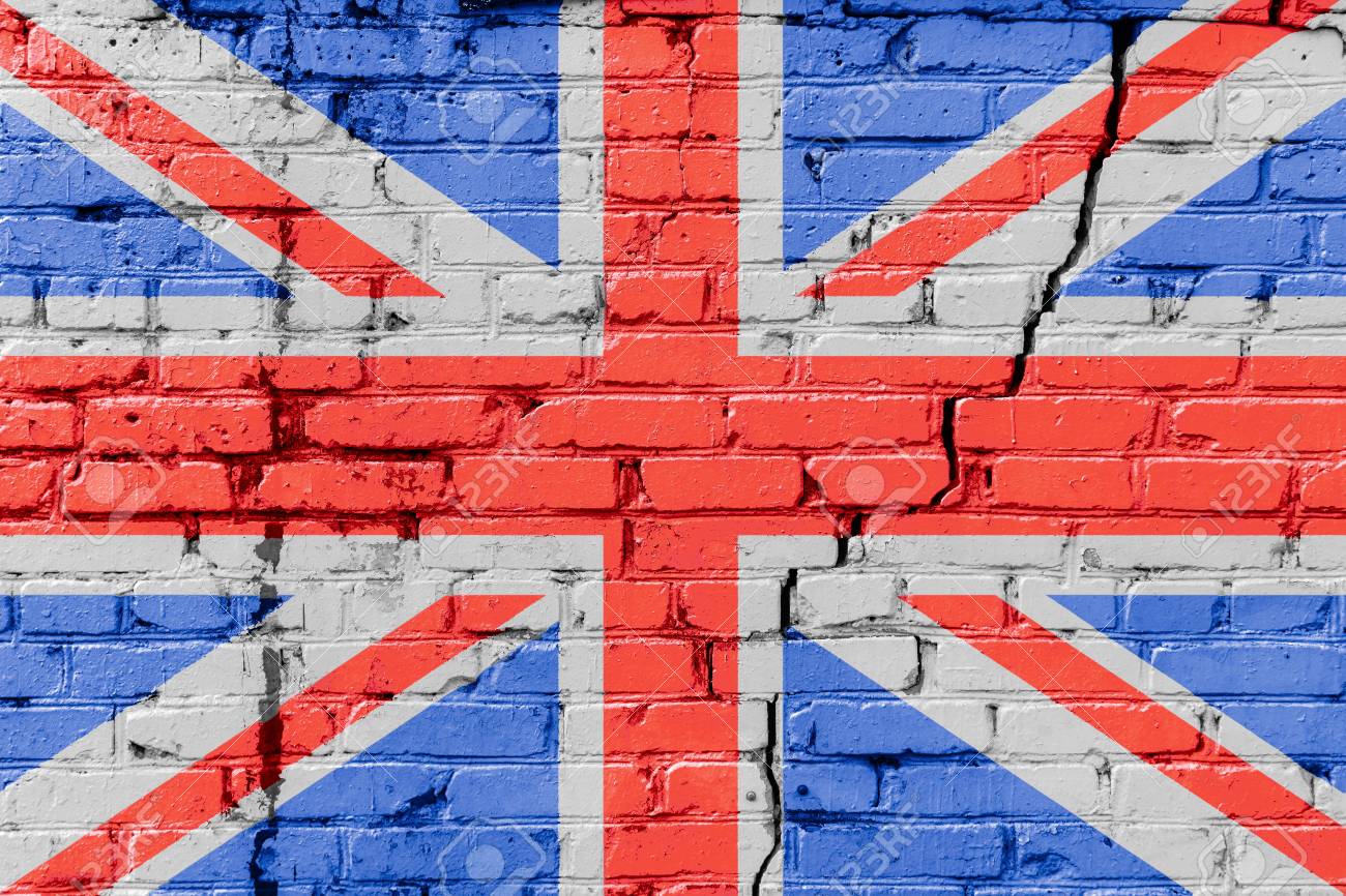 イギリス国旗は レンガの壁に描かれました イギリスの旗 抽象的な背景のテクスチャ の写真素材 画像素材 Image