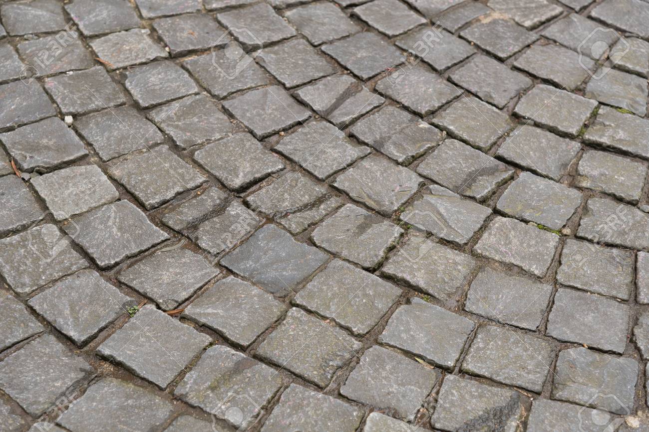texture or pattern of many stone walkway in the park stock photo