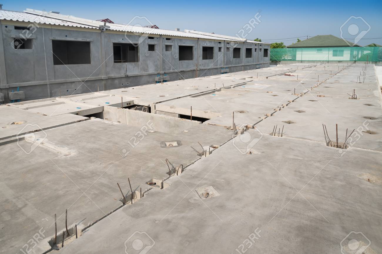 Prefabricated Concrete Floor Slab Panel On Construction Site