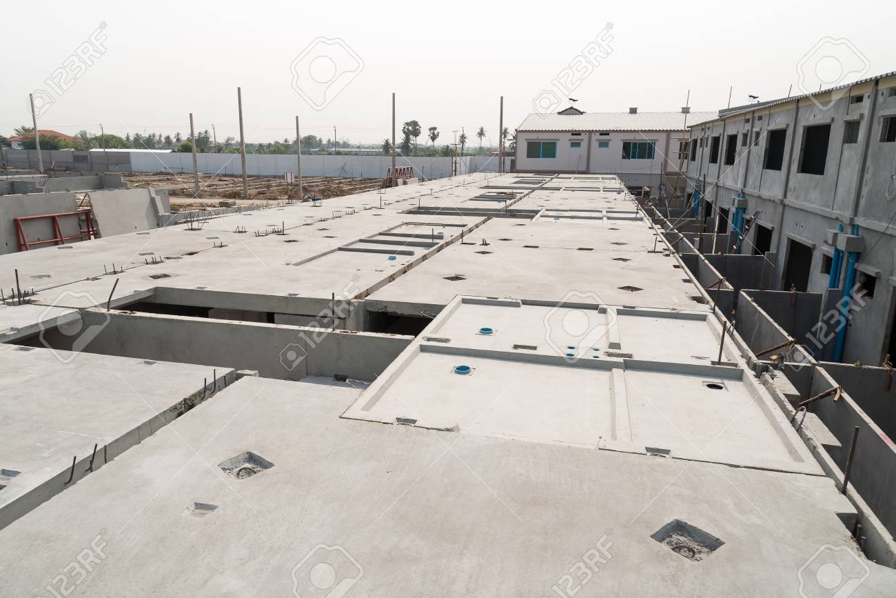 Prefabricated Concrete Floor Slab Panel On Construction Site