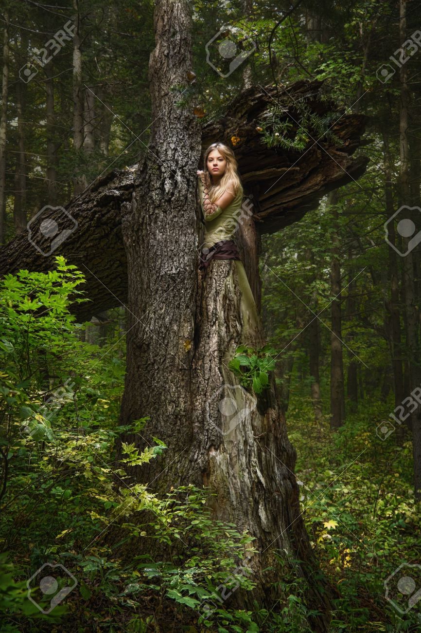 Jeune Fille Blonde Dans Une Foret Magique Banque D Images Et Photos Libres De Droits Image
