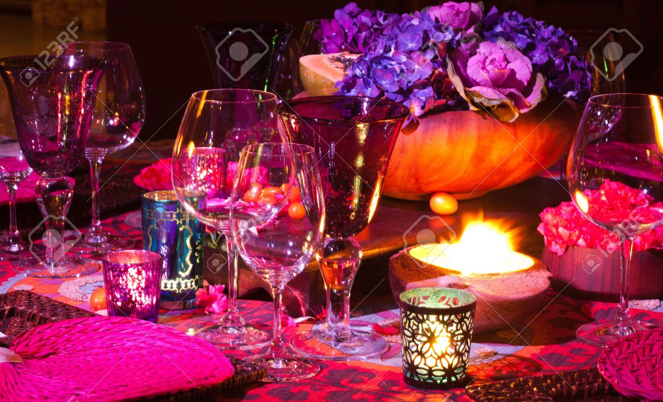 Setting A Dinner Table elegant colorful dinner table setting stock photo, picture and Setting A Dinner Table elegant colorful dinner table setting stock photo, picture and
