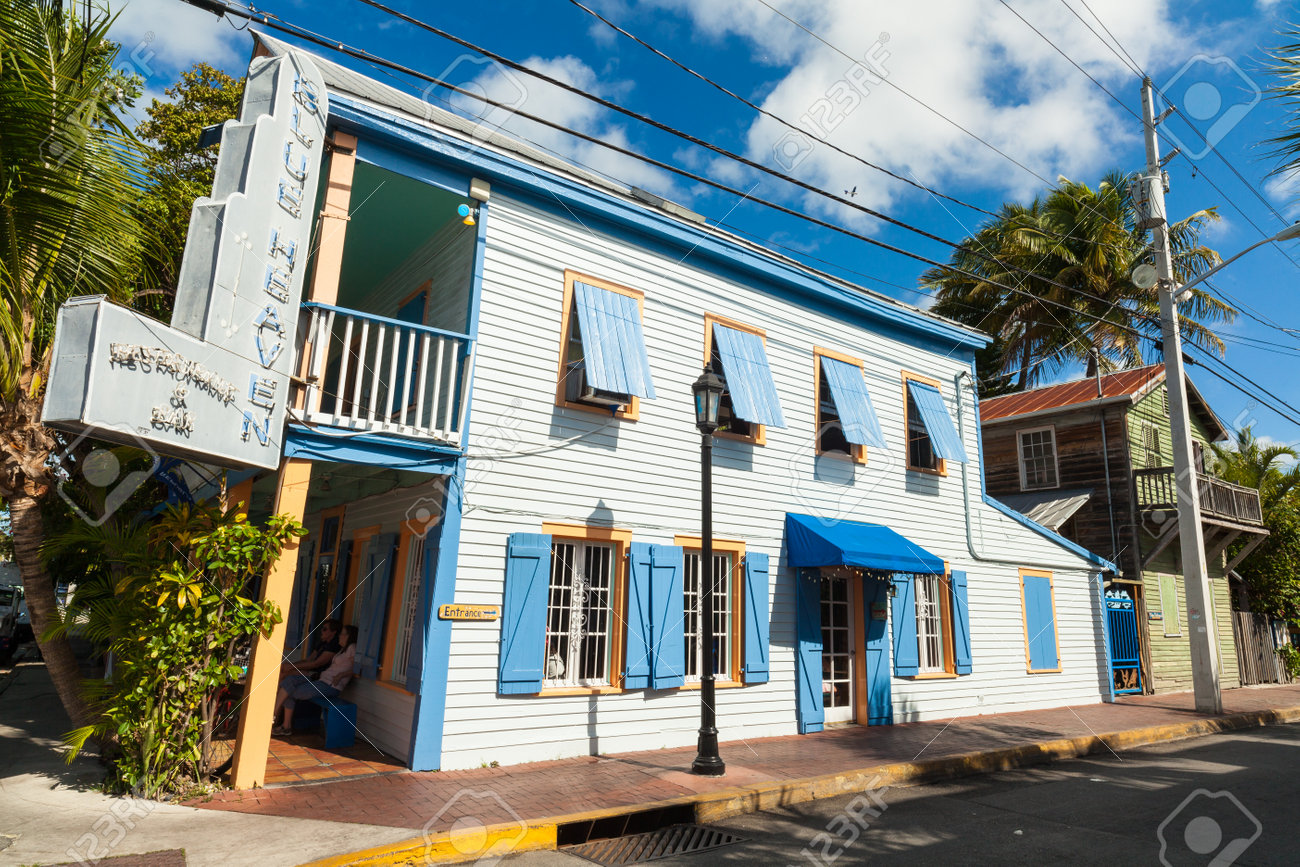 key west florida usa march 9 2015 the iconic blue heaven restaurant