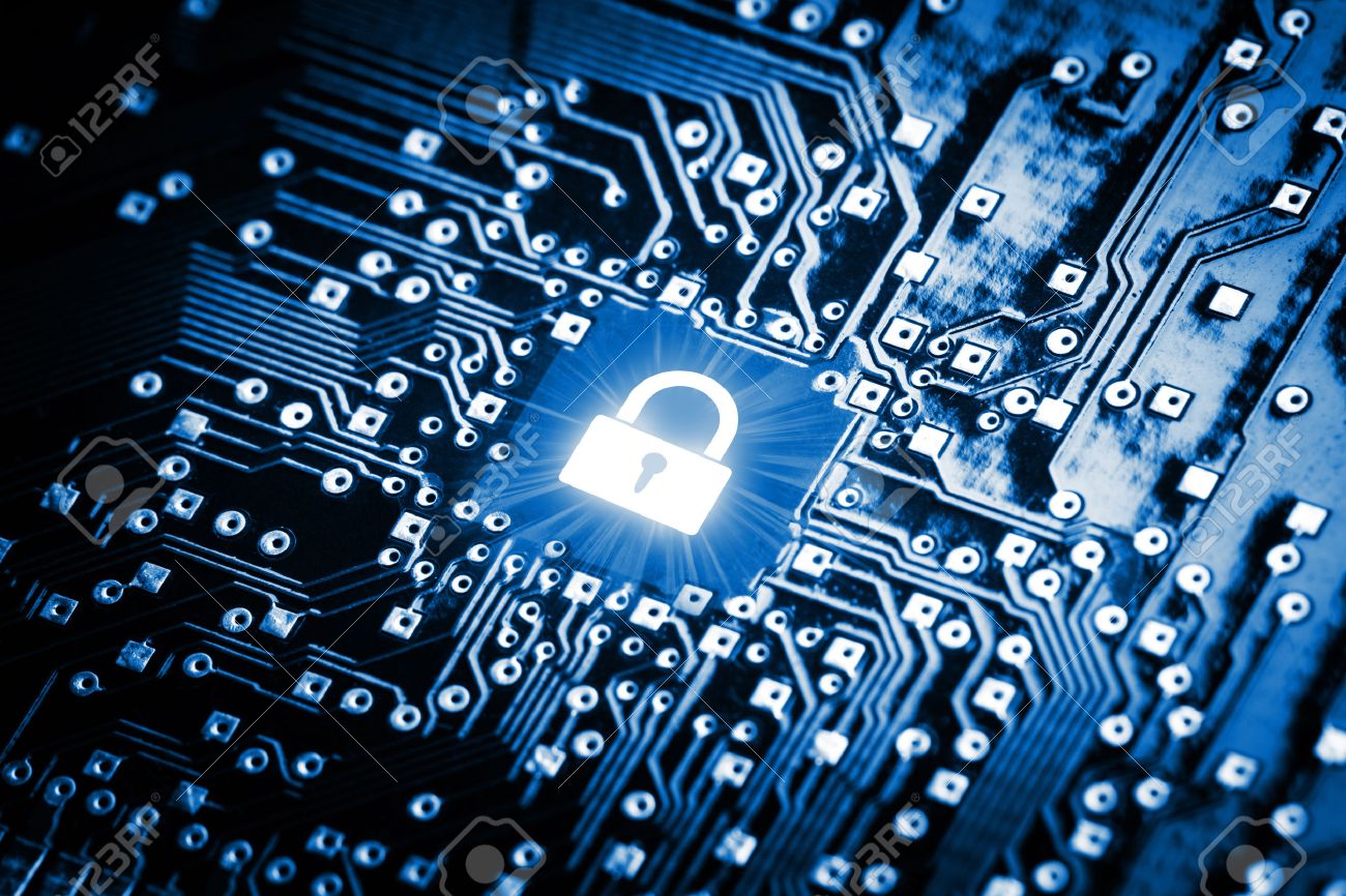 lock on computer chip technology security concept stock photo 53537742