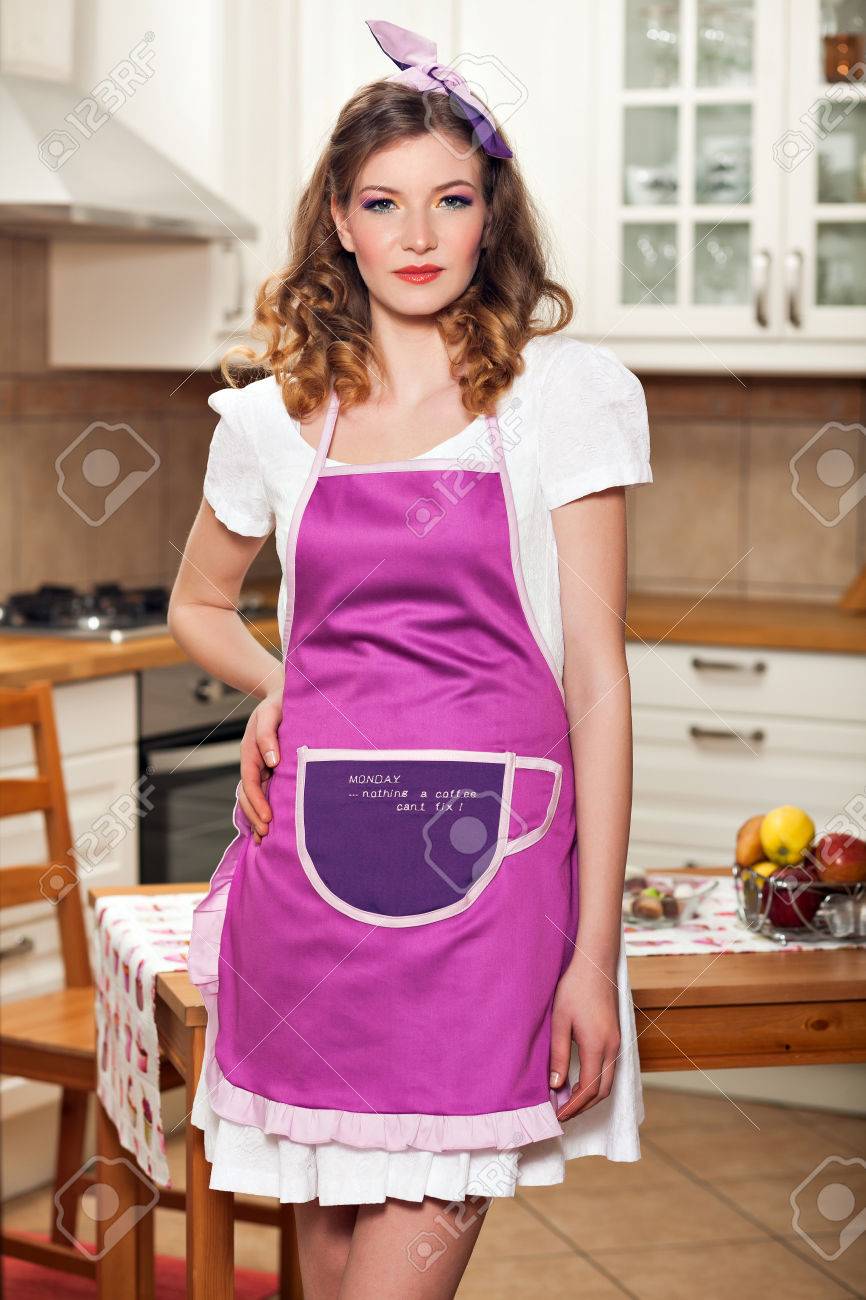Beautiful Sexy Young Caucasian Woman Wearing An Apron And Posing Stock Photo Picture And Royalty Free Image Image 30023311