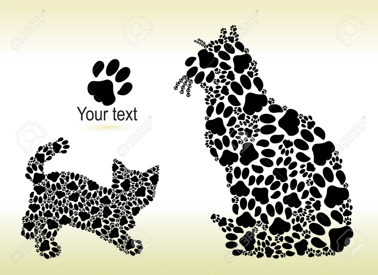 猫と子猫用猫の足からのシルエットのイラスト素材 ベクタ Image 猫と子猫用猫の足からのシルエットのイラスト素材 ベクタ Image
