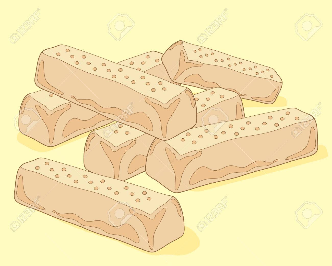 ショートブレッド ビスケット淡いレモンの背景上のスタックの図のイラスト素材 ベクタ Image