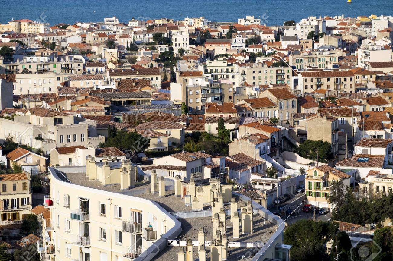 aerial view of marseille france from notre dame de la garde