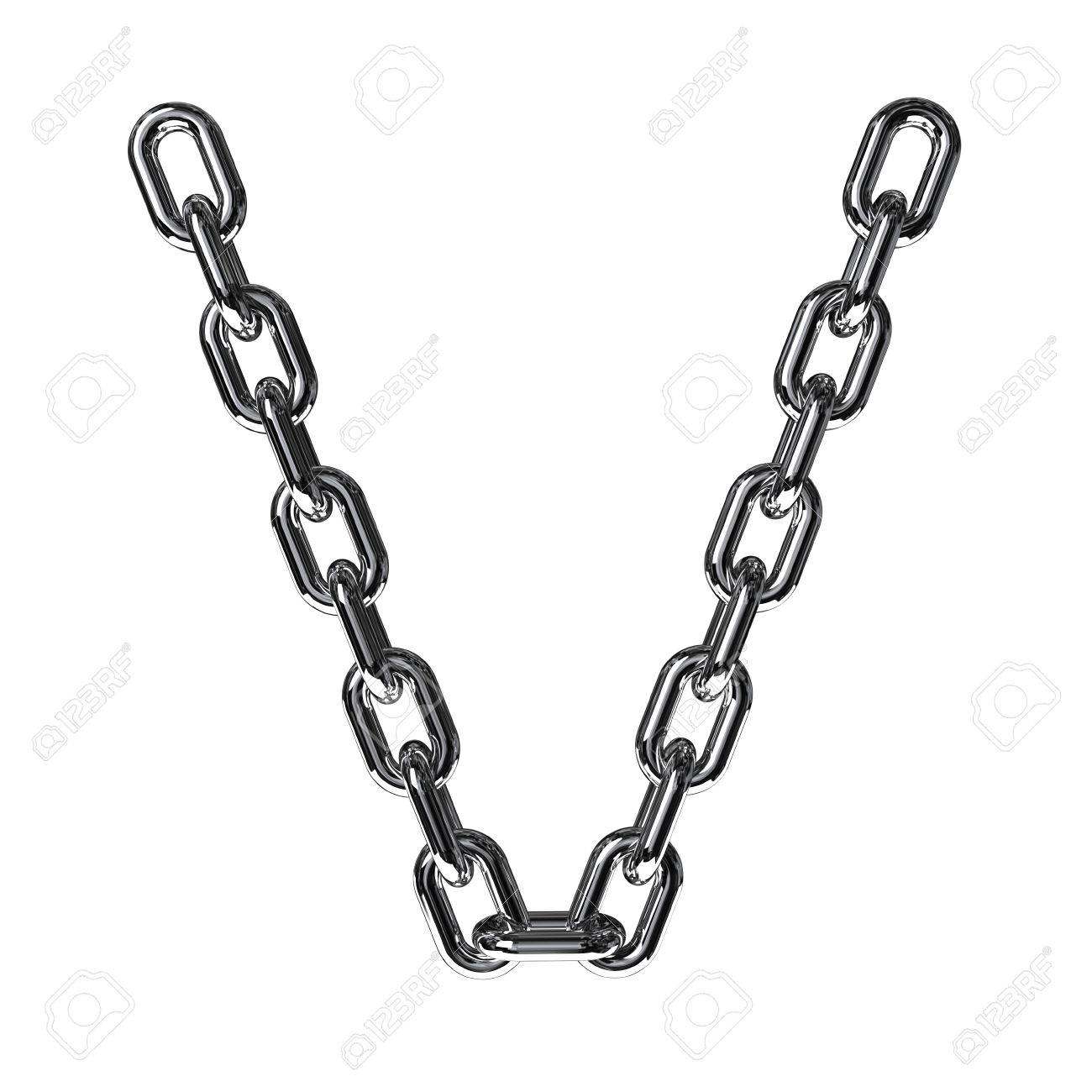 白い背景の上のチェーンからの手紙 V のイラスト の写真素材 画像素材 Image