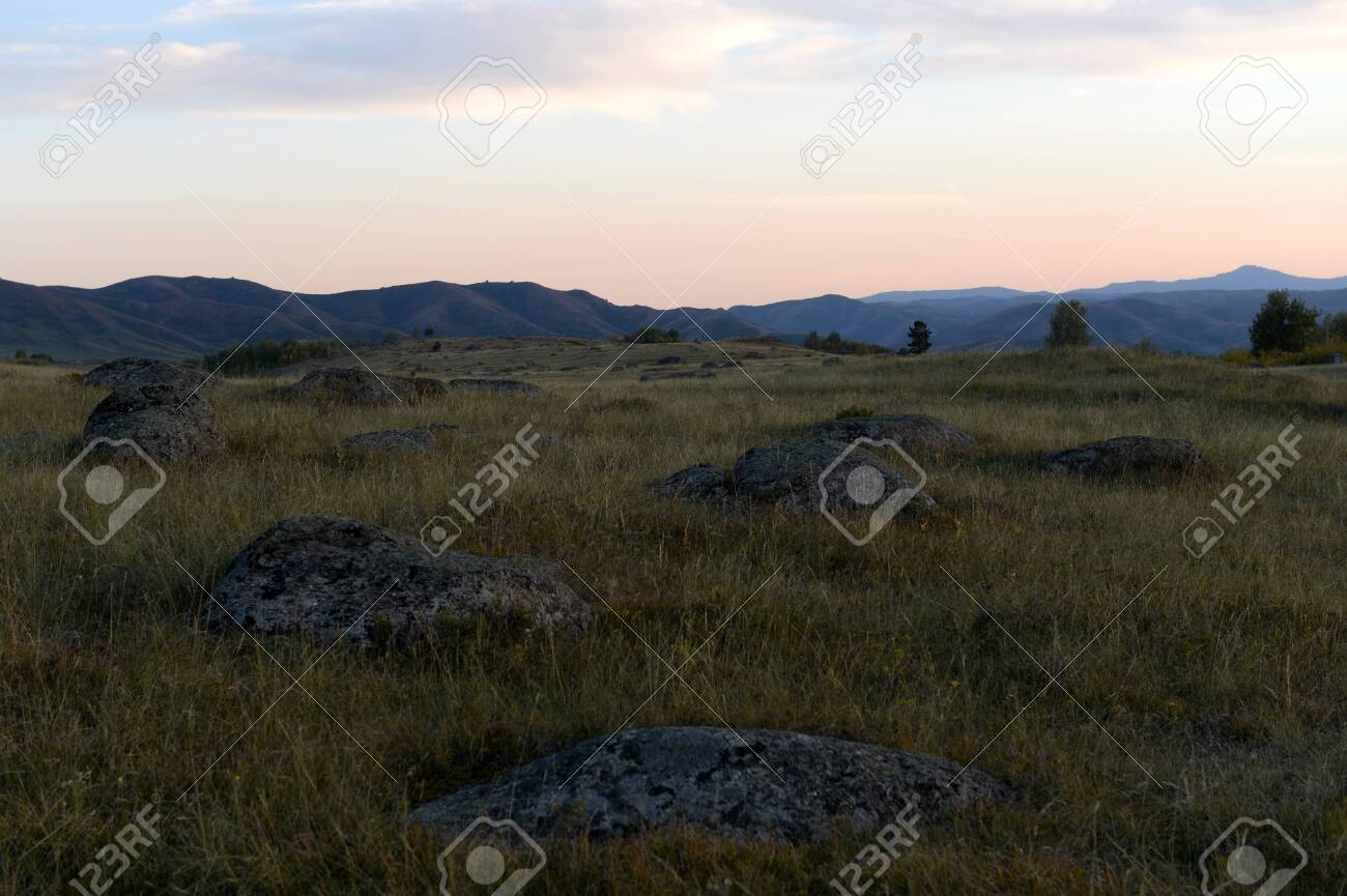 An evening in the Altai mountains near the Charysh River. Western siberia - 130514000 An evening in the Altai mountains near the Charysh River. Western siberia - 130514000