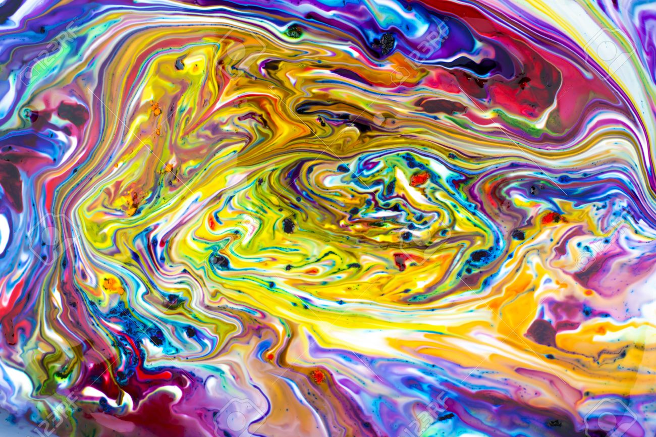 Peinture Acrylique Abstraite Colorée Mélange Dynamique Naturelle De