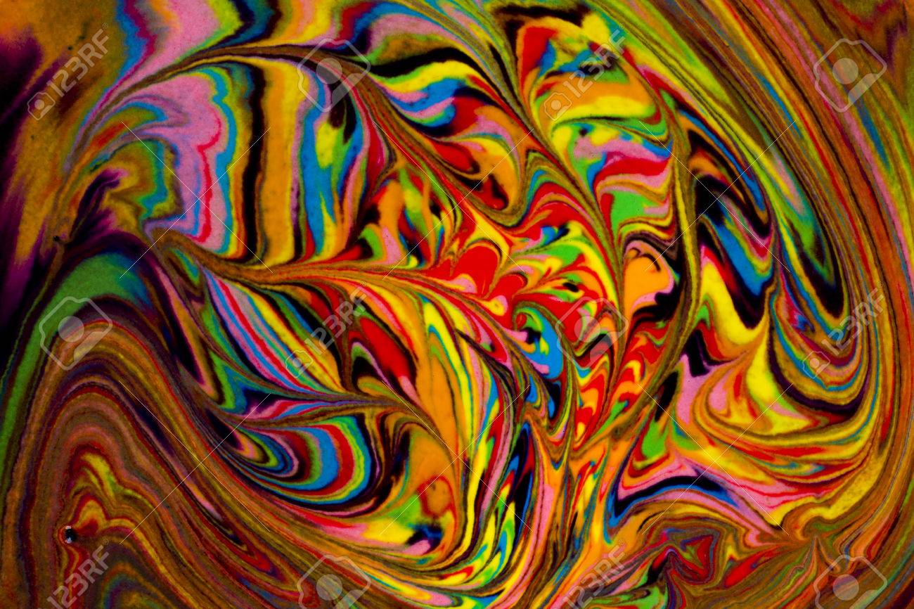 Peinture Acrylique Abstraite Colorée Mélange Dynamique Naturel De