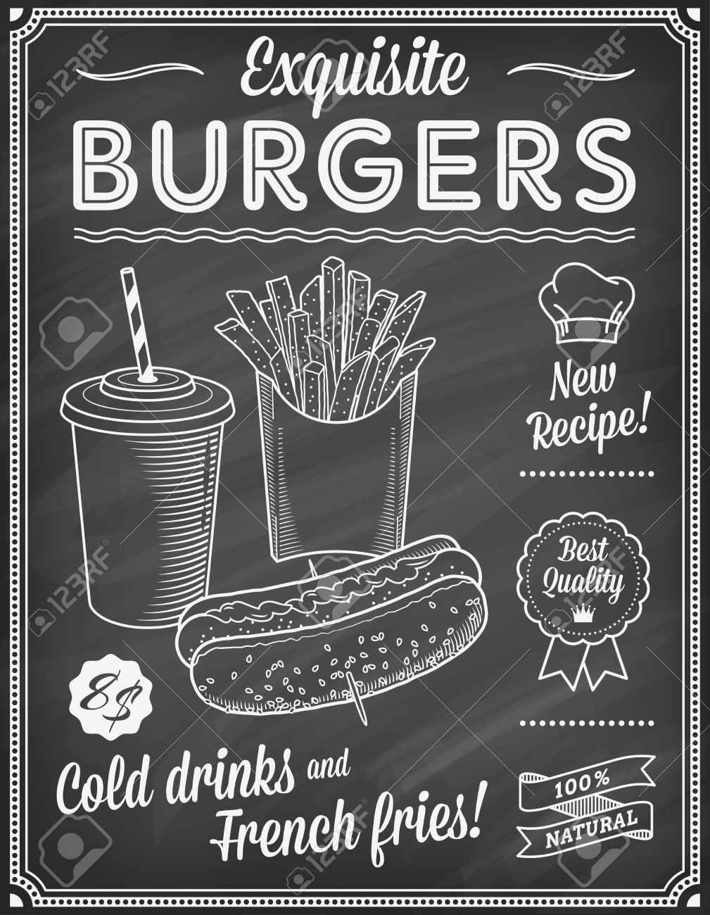 Un Grunge Pizarra Plantilla Menú Comida Rápida, Con Las Ideas ... Un Grunge Pizarra Plantilla Menú Comida Rápida, Con Las Ideas ...