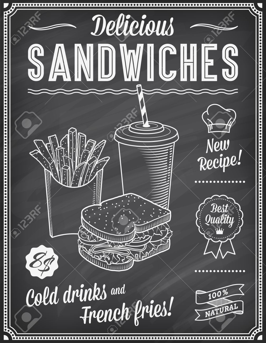 A Grunge Chalkboard Fast Food Menu Template, With Elegant Text ...