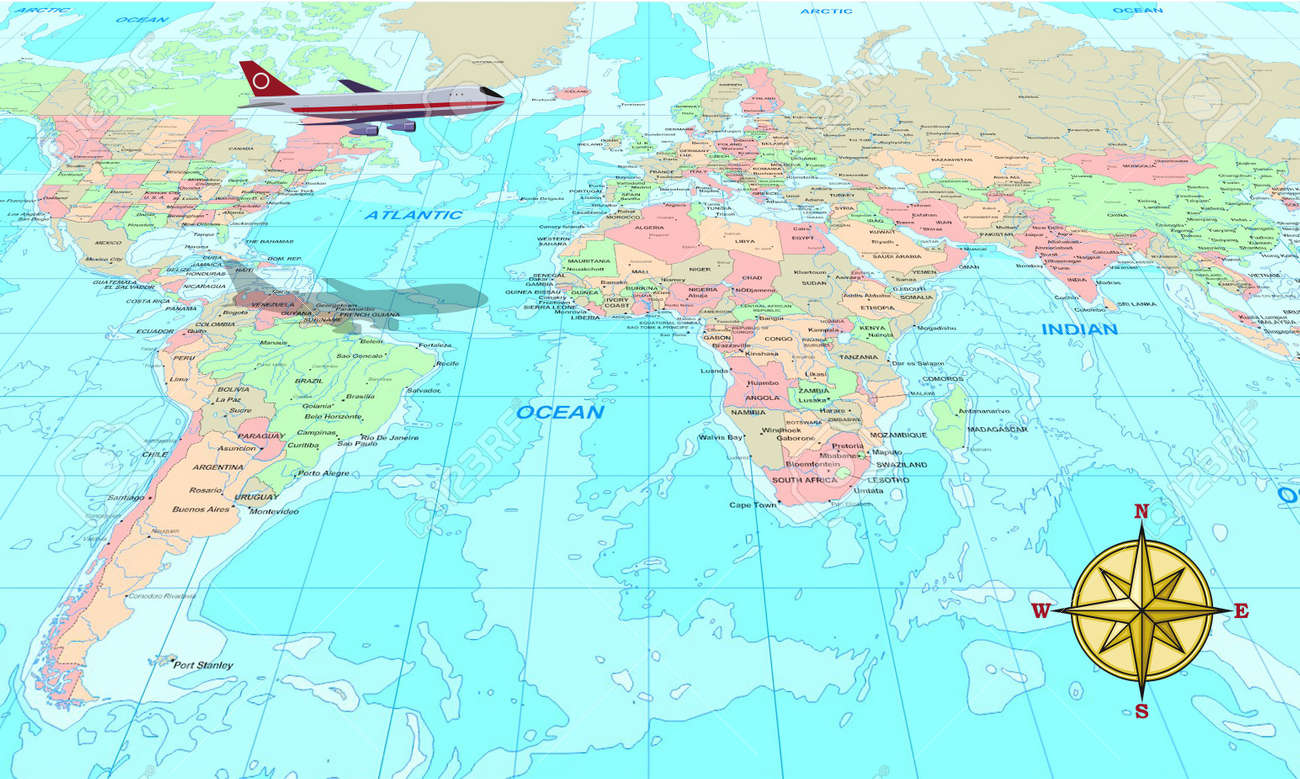 illustration travel conceptual illustration a plane over world map