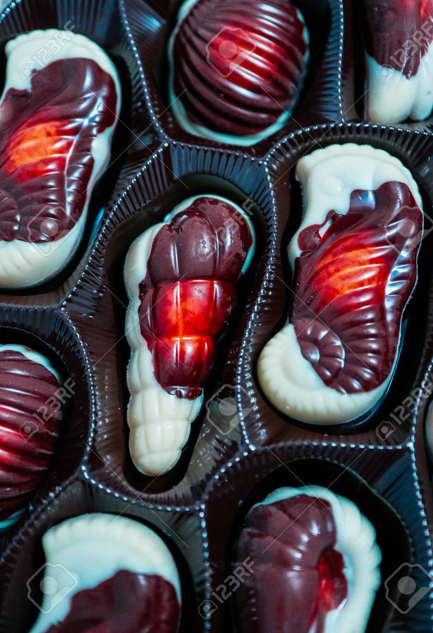 A Set Of Delicious Marine Belgian Chocolate Praline Candies In