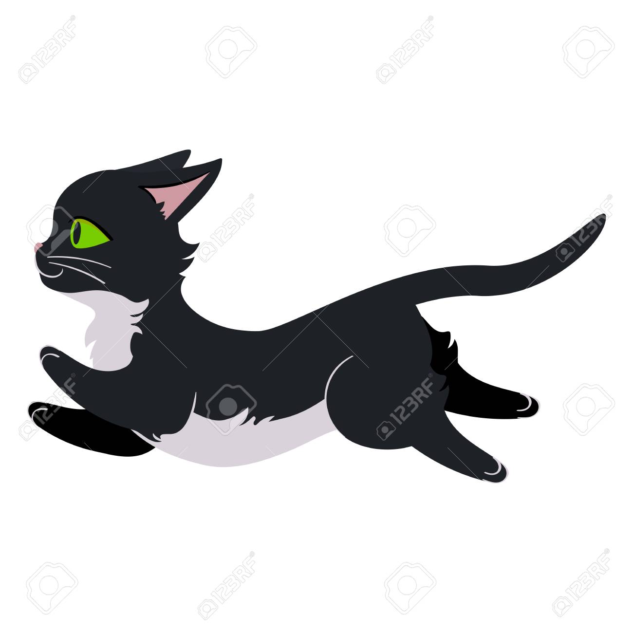 Black Running Cat. Flat Style Isolated Illustration On White Background.  Editable Vector Graphics In EPS 8. Royalty Free SVG, Cliparts, Vectors, and  Stock Illustration. Image 101124312., image size:1300x1300
