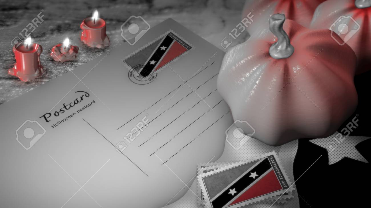 st kitts nevis halloween day and postcard solo red color styles