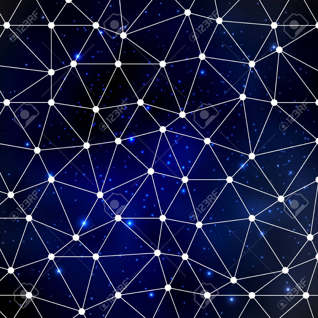 abstract cosmos background with stars and white triangle grid