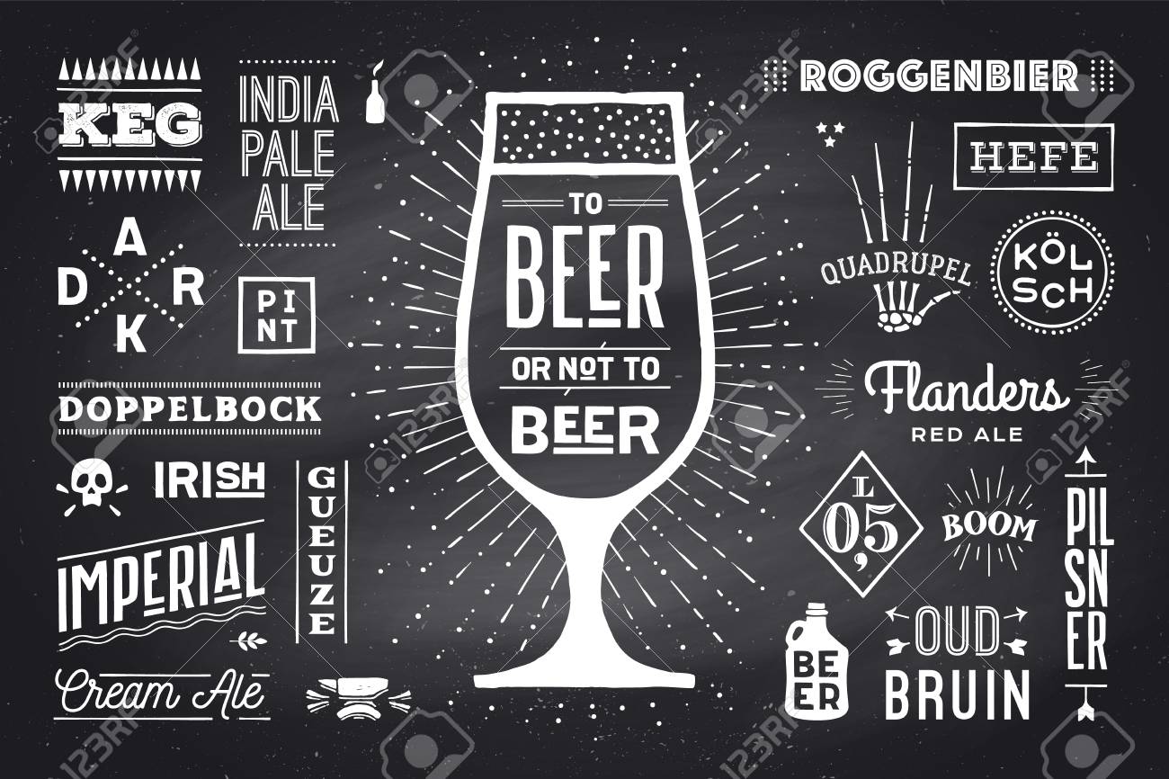 poster or banner with text beer or not to beer and names types