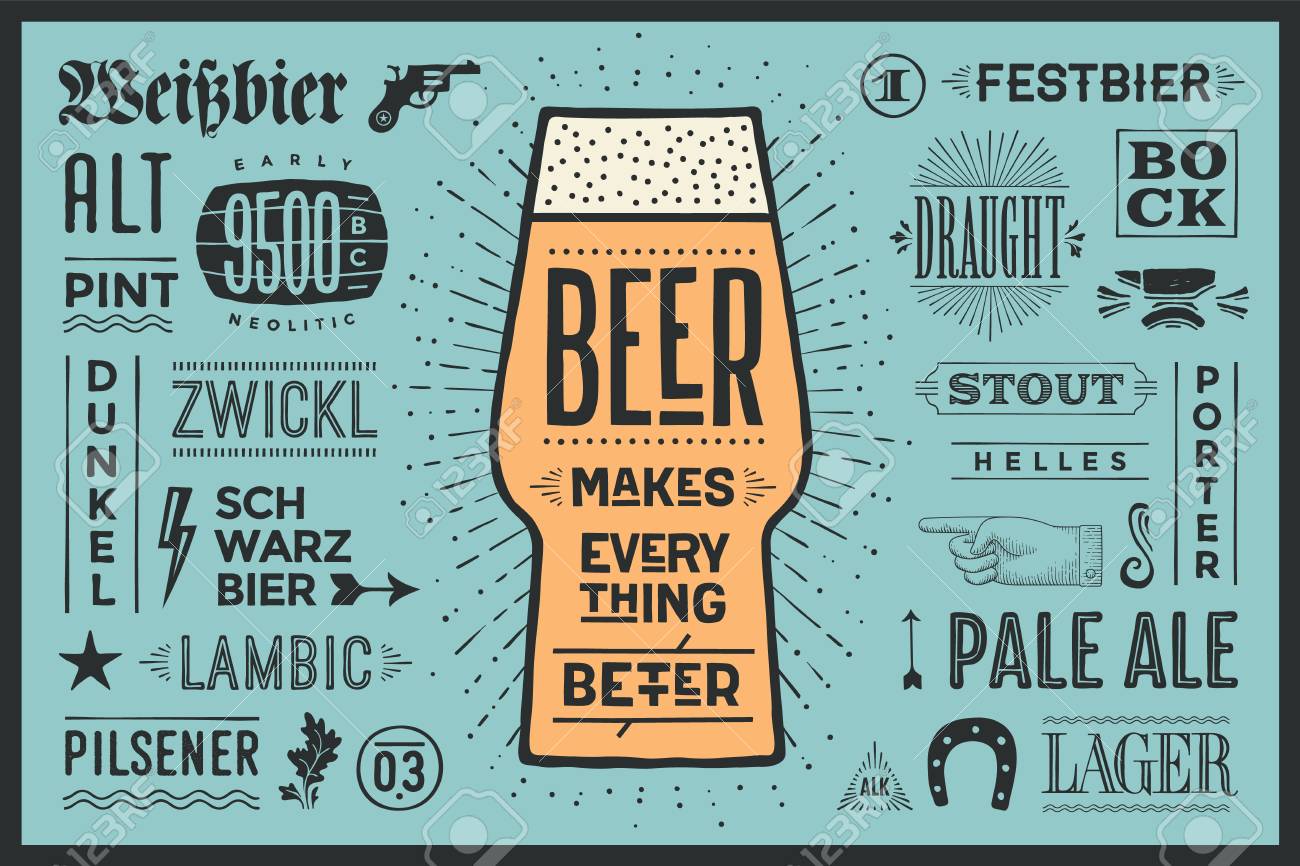 poster or banner with text beer makes everything better and names