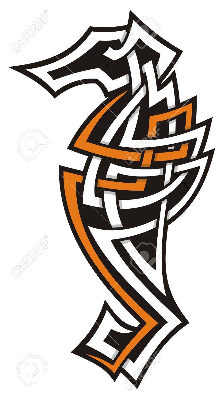 Banque d images Ic´ne de hippocampe tribal style inspiré des dessins de noeud celte