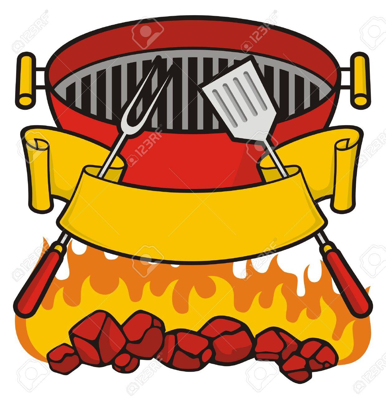 barbeque grill over flaming