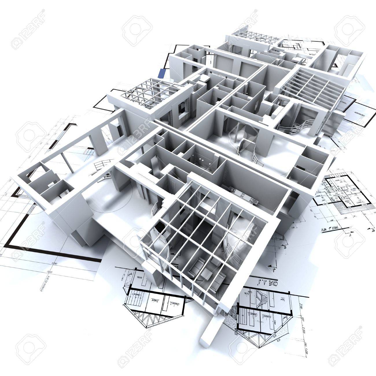 建築家の設計図の上にアパートの実物大模型 の写真素材 画像素材 Image 建築家の設計図の上にアパートの実物大模型 の写真素材 画像素材 Image