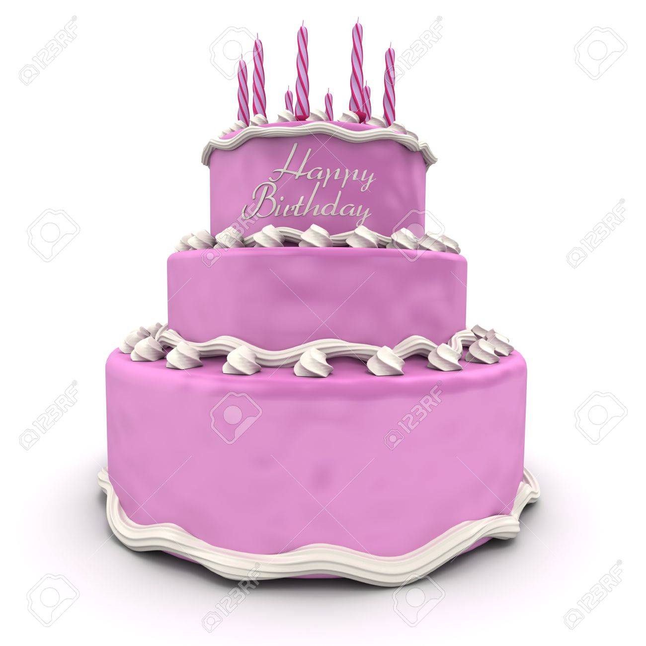 3d rendering of a big pink birthday cake stock photo picture and