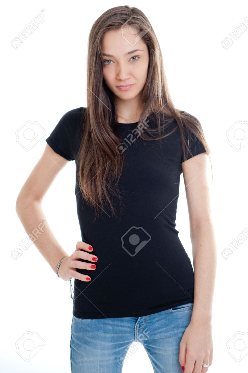 black t shirt and black jeans girl
