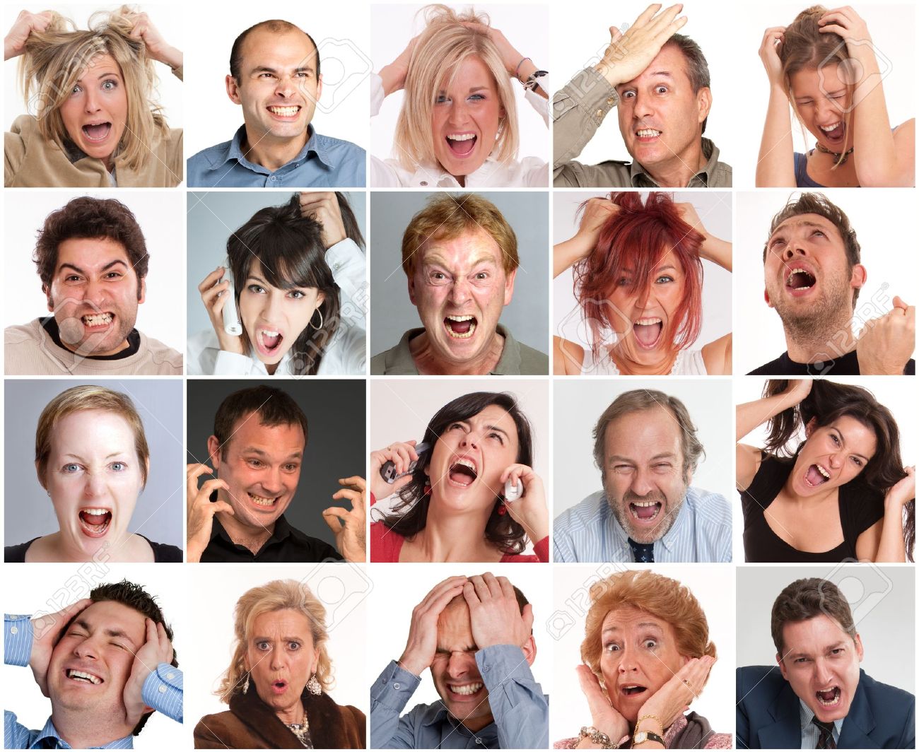 Collections Of Portraits Of Different People With Furious Angry Shocked Expressions Stock Photo Picture And Royalty Free Image Image