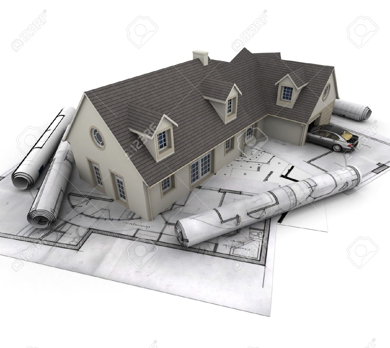 3D rendering of a house with garage 3D rendering of a house with garage