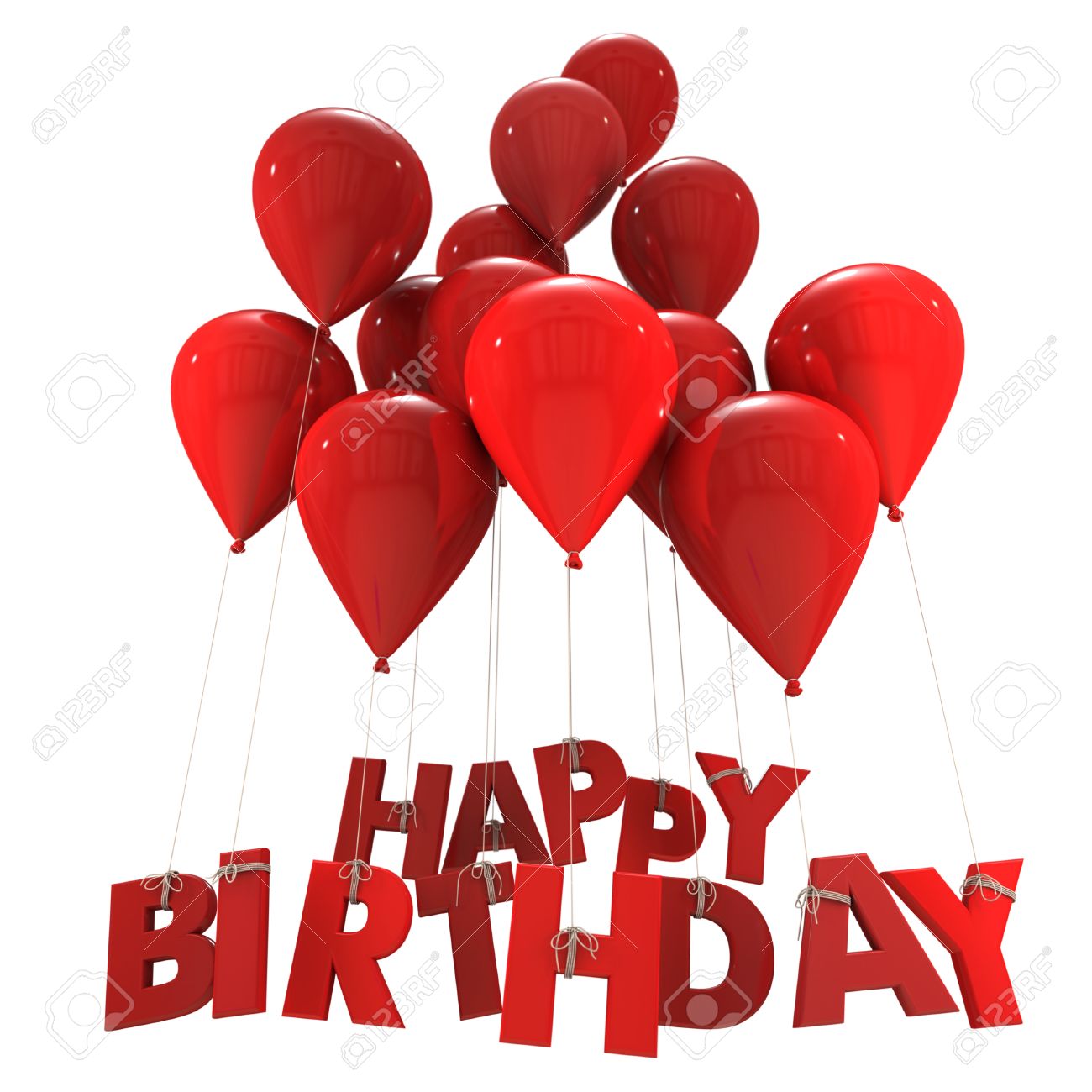 3d rendering of a group of balloons with the words happy birthday