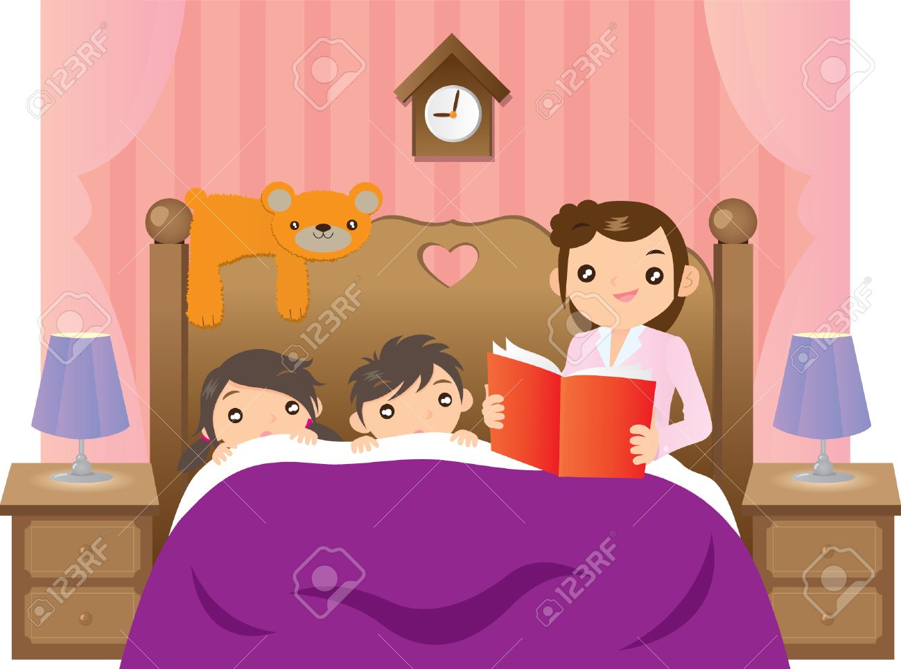 kids on bed