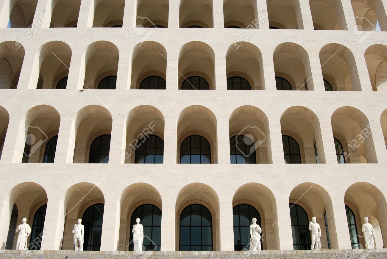 rome eur palace of civilization 012 rome italy among stock