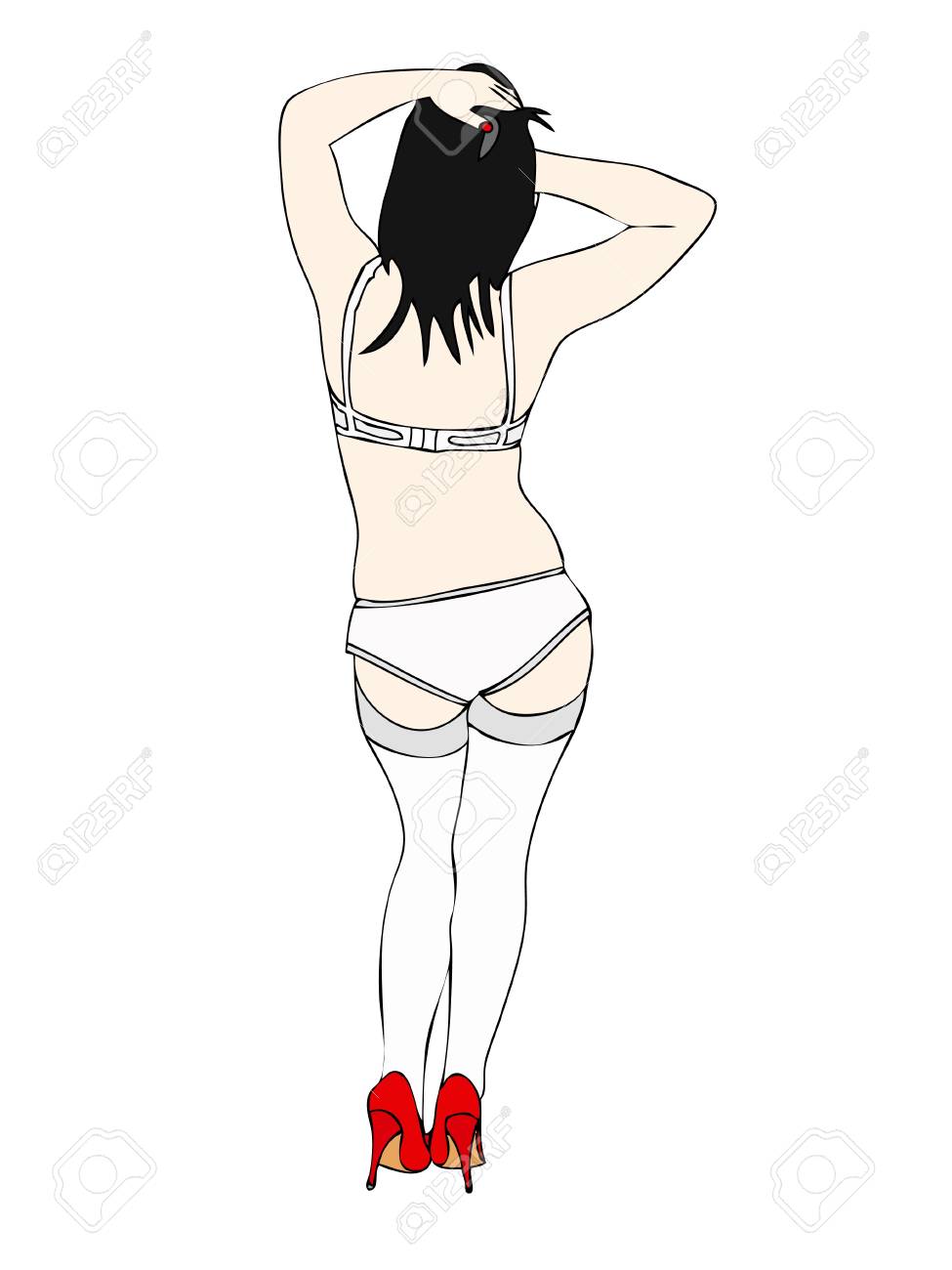 白ランジェリーの非常にセクシーな白い下着を着て後ろから見た女性のセクシーな女性 の写真素材 画像素材 Image 白ランジェリーの非常にセクシーな白い下着を着て後ろから見た女性のセクシーな女性 の写真素材 画像素材 Image